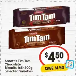 IGA Arnott's Tim Tam Chocolate Biscuits 165-200g Selected Varieties offer