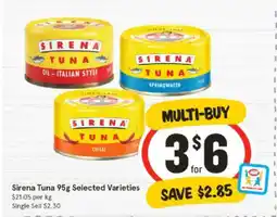 IGA Sirena Tuna 95g Selected Varieties offer