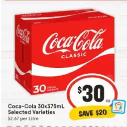 IGA Coca-Cola 30x375mL Selected Varieties offer