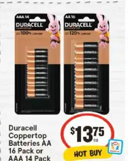 IGA Duracell Coppertop Batteries AA 16 Pack or AAA 14 Pack offer