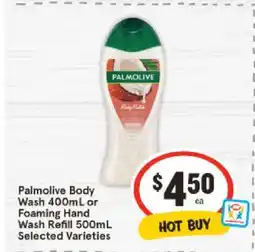 IGA Palmolive Body Wash 400mL or Foaming Hand Wash Refill 500mL Selected Varieties offer