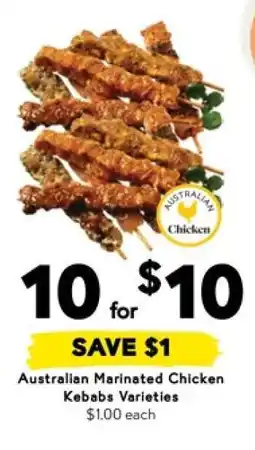 Drakes Australian Marinated Chicken Kebabs Varieties offer