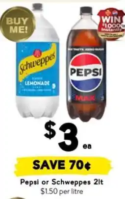 Drakes Pepsi or Schweppes 2lt offer