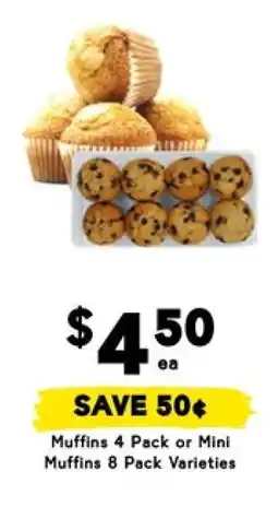 Drakes Muffins 4 Pack or Mini Muffins 8 Pack Varieties offer