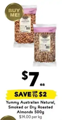 Drakes Yummy Australian Natural, Smoked or Dry Roasted Almonds 500g offer
