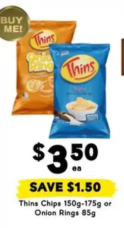 Drakes Thins Chips 150g-175g or Onion Rings 85g offer