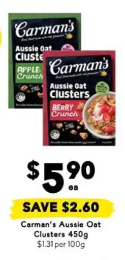 Drakes Carman's Aussie Oat Clusters 450g offer