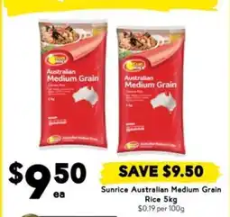 Drakes Sunrice Australian Medium Grain Rice 5kg offer