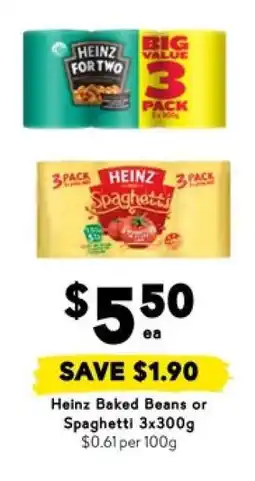 Drakes Heinz Baked Beans or Spaghetti 3x300g offer