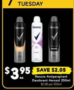 Drakes Rexona Antiperspirant Deodorant Aerosol 250ml offer
