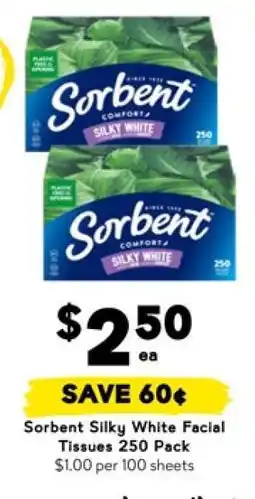 Drakes Sorbent Silky White Facial Tissues 250 Pack offer