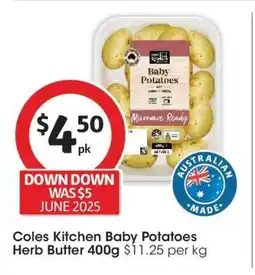 Coles Coles Kitchen Baby Potatoes Herb Butter 400g offer