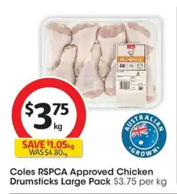 Coles Coles RSPCA Approved Chicken Drumsticks Large Pack offer
