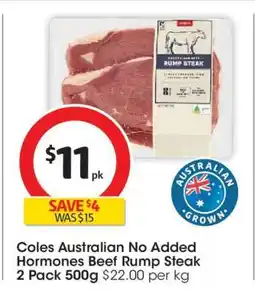 Coles Coles Australian No Added Hormones Beef Rump Steak offer
