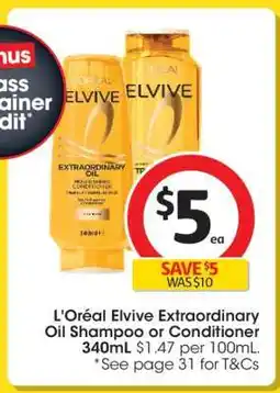 Coles L'Oréal Elvive Extraordinary Oil Shampoo or Conditioner offer