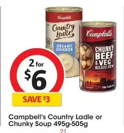 Coles Campbell's Country Ladle or Chunky Soup 495g-505g offer