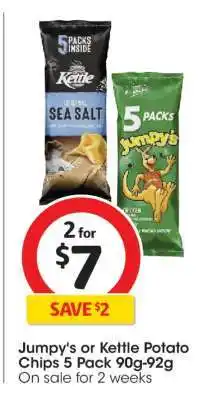 Coles Jumpy's or Kettle Potato Chips 5 Pack 90g-92g offer