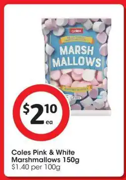 Coles Coles Pink & White Marshmallows 150g offer