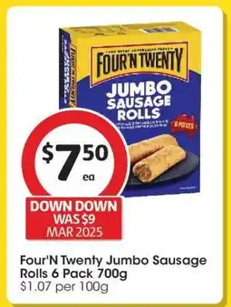 Coles Four N Twenty Jumbo Sausage Rolls 6 Pack 700g offer