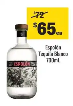 Coles Espolon Tequila Blanco 700mL offer