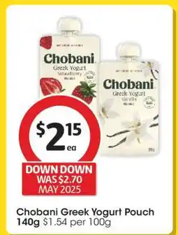 Coles Chobani Greek Yogurt Pouch 140g offer
