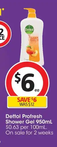 Coles Dettol Profresh Shower Gel 950mL offer