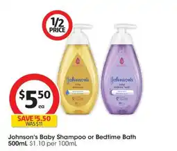 Coles Johnson's Baby Shampoo or Bedtime Bath offer