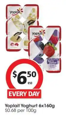 Coles Yoplait Yoghurt 6x160g offer