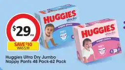 Coles Huggies Ultra Dry Jumbo Nappy Pants 48 Pack-62 Pack offer