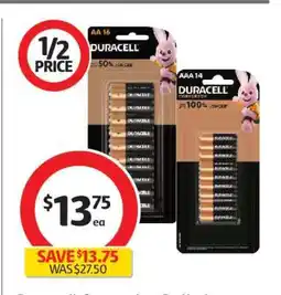 Coles Duracell AA 16 / AAA 14 offer