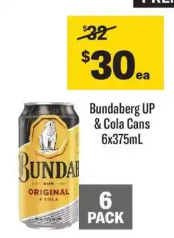 Coles Bundaberg UP & Cola Cans 6x375mL offer