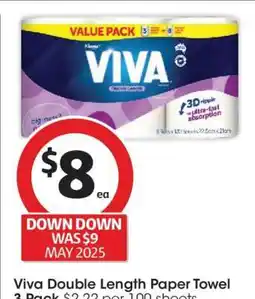 Coles Viva Double Length Paper Towel 3 Pack offer