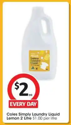 Coles Coles Simply Laundry Liquid Lemon 2 Litre offer