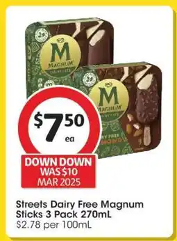 Coles Streets Dairy Free Magnum Sticks 3 Pack 270mL offer