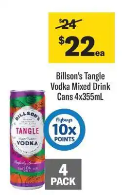 Coles Billson’s Tangle Vodka Mixed Drink Cans 4x355mL offer