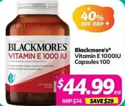 Your Discount Chemist Blackmore's Vitamin E 1000IU offer