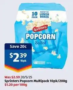 ALDI Sprinters Popcorn Multipack 10pk 200g offer