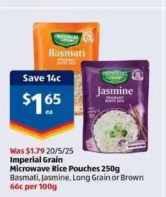 ALDI Imperial Grain Microwave Rice Pouches 250g offer
