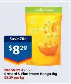 ALDI Orchard & Vine Frozen Mango 1kg offer