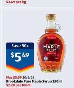 ALDI Brookdale Pure Maple Syrup 250ml offer