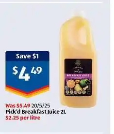 ALDI Pick'd Breakfast Juice 2L offer
