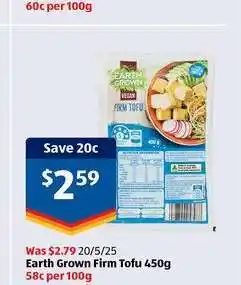 ALDI Earth Grown Firm Tofu 450g offer