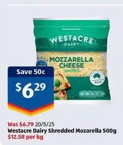 ALDI Westacre Dairy Shredded Mozarella 500g offer