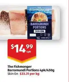 ALDI The Fishmonger Barramundi Portions 4pk/450g offer