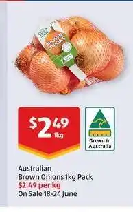 ALDI Australian Brown Onions 1kg Pack offer