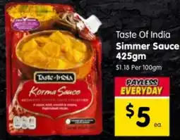 Spar Taste Of India Simmer Sauce offer