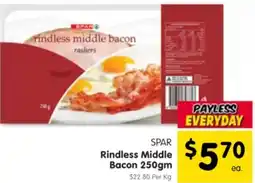 Spar SPAR Rindless Middle Bacon offer