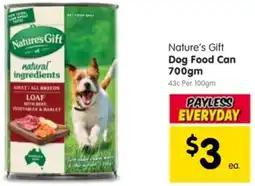 Spar Nature's Gift Dog Food Can offer
