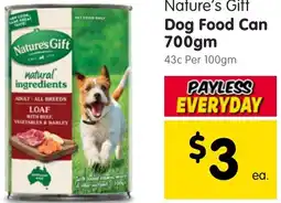 Spar Nature's Gift Dog Food Can offer