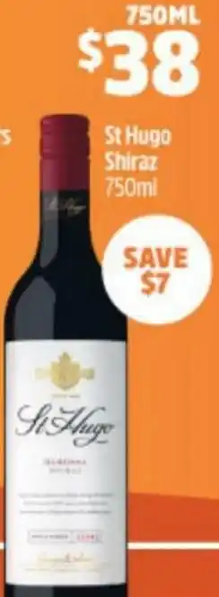 BWS St. Hugo Shiraz 750 ml offer
